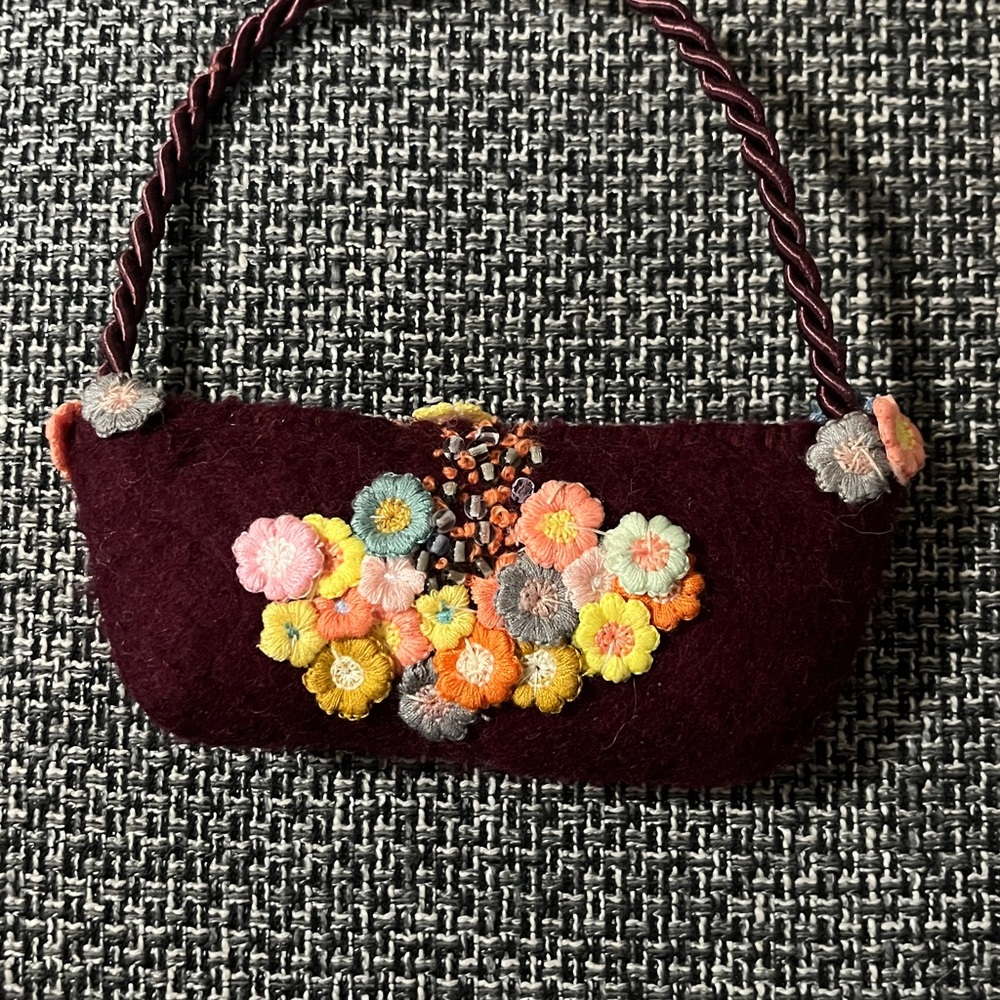 New Handmade Felted Mini Purse Sachet Lavender & Rice Filled